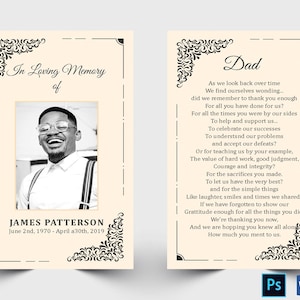 Editable Funeral Prayer Card Template | Printable Memorial Prayer Card | Obituary Card | Remembrance card | Catholic prayer card