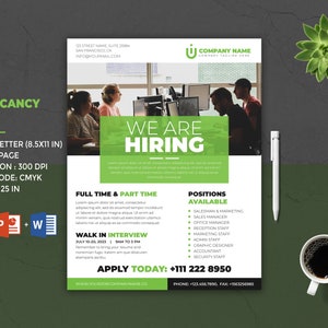 Modelo de folheto de vaga de emprego | Estamos contratando Flyer | Modelo de folheto de recrutamento de emprego | Modelo Photoshop e MS WORD