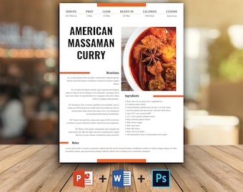 Editable Recipe Template: Printable Cookbook Binder (MS Word, PowerPoint, Photoshop)