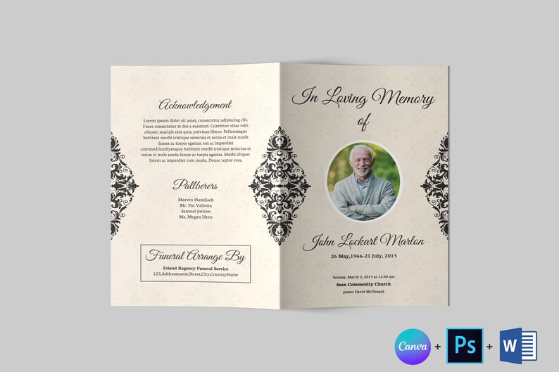 Funeral Program Template Funeral Program Template Word - Etsy