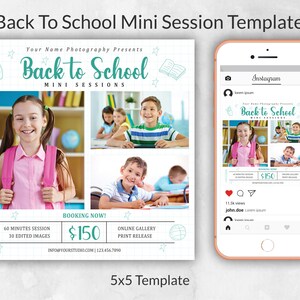 Back to school mini session template | Back to School Sessions | School Photography Template | Back To School Mini Session Marketing Board