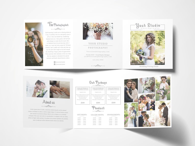 Photography Square Trifold Brochure 5x5 Accordion template Photography marketing template Pricing Guide Price List Welcome Guide image 2