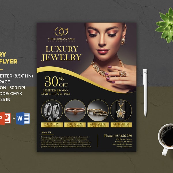 Jewelry Store Flyer Template | Product Display Flyer | Product Promotion  | MS Word and Photoshop Template