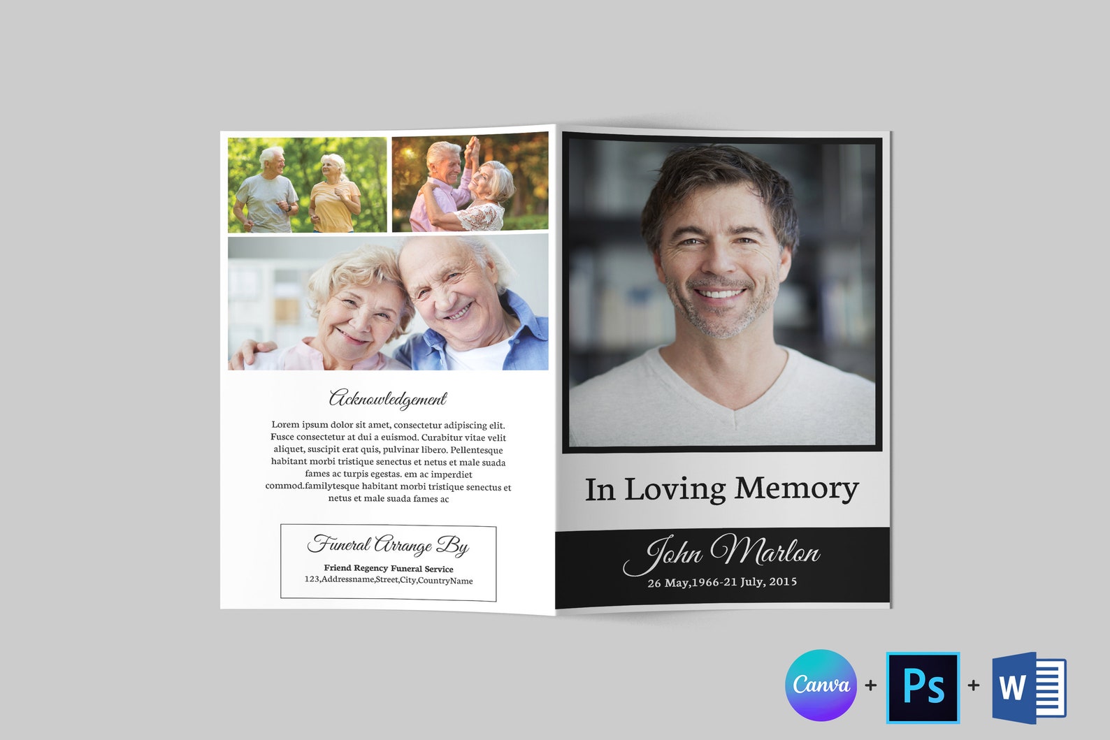 Funeral Program Template Funeral Program Template Word Etsy Canada