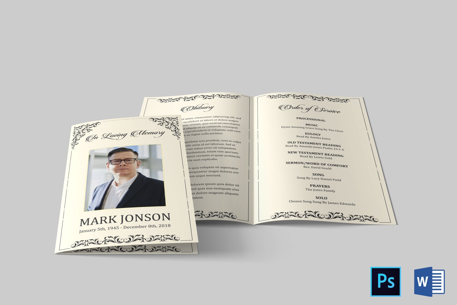 Funeral Program Template Funeral Program Template Word Etsy