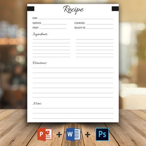 Recipe Page Printable Recipe Pages Editable Recipe - Etsy
