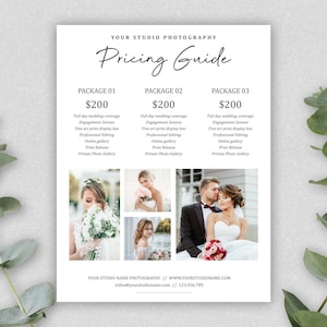 Photography Pricing Template | Photography price list template | Photography price guide | Photography price sheet | Pricing Guide Photoshop