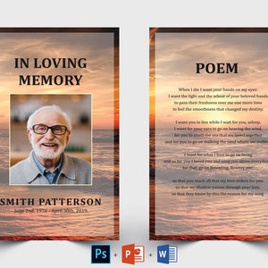Sunset Ocean Editable Funeral Prayer Card Template | Printable Memorial Prayer Card | Obituary Card | Remembrance card, Catholic prayer card