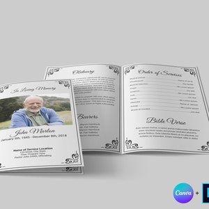Funeral Program Template Funeral Program Template Word - Etsy