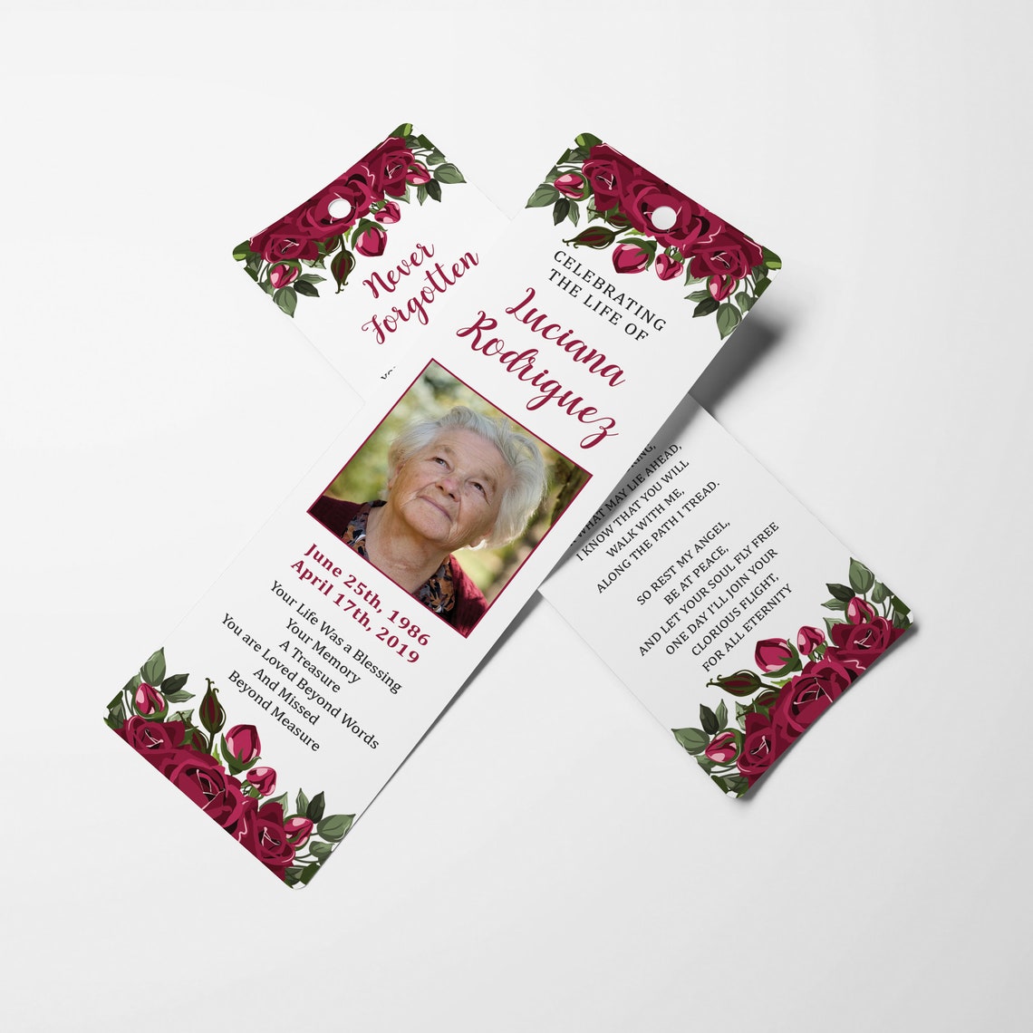 Funeral bookmark Memorial Bookmark Funeral Keepsake Etsy