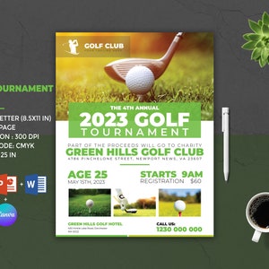 Golf Tournament Flyer Template | Golf Flyer Template | Charity Golf Flyer | Golf Match Poster Template | MS Word, Canva & Photoshop Template