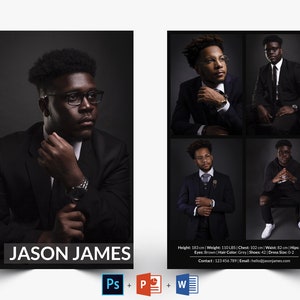 Modellering Comp Card Template | Modelbureau Zed Card | Photoshop, MS Word Template | Modelleringskaart | Comp kaart | Model Comp Card | Sed-kaart
