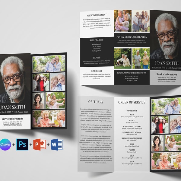 Funeral Template Etsy