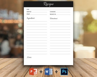 Recipe Page | Printable Recipe Pages | Editable Recipe template | Recipe binder printable | Printable Cookbook | Recipe Card | Recipe Sheet