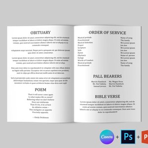 Black and White Funeral Program Template Funeral Program Template Word ...
