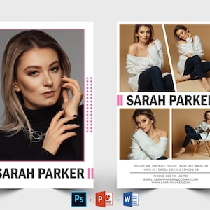Modelmodel-compkaart | Modelbureau Zed Card | Photoshop, MS Word en MS PowerPoint Template | Modellenkaart | Comp-kaart | Model Comp-kaart