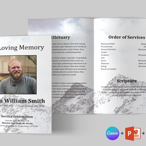 Mountain Funeral Program Template | Funeral Program Template Word and PowerPoint | Memorial program | Obituary Program | Canva Template