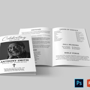 Black and White Funeral Program Template Funeral Program - Etsy