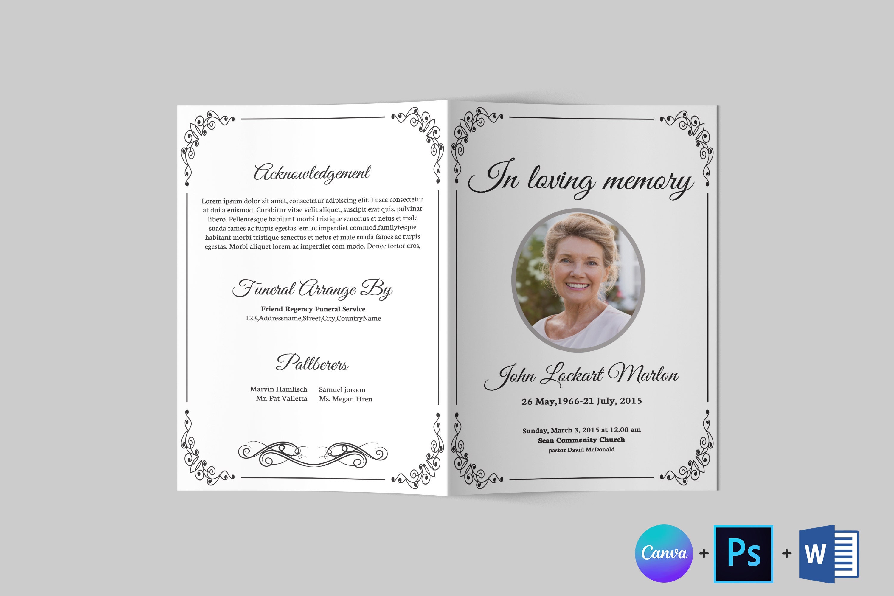 Funeral Program Template Funeral Program Template Word - Etsy