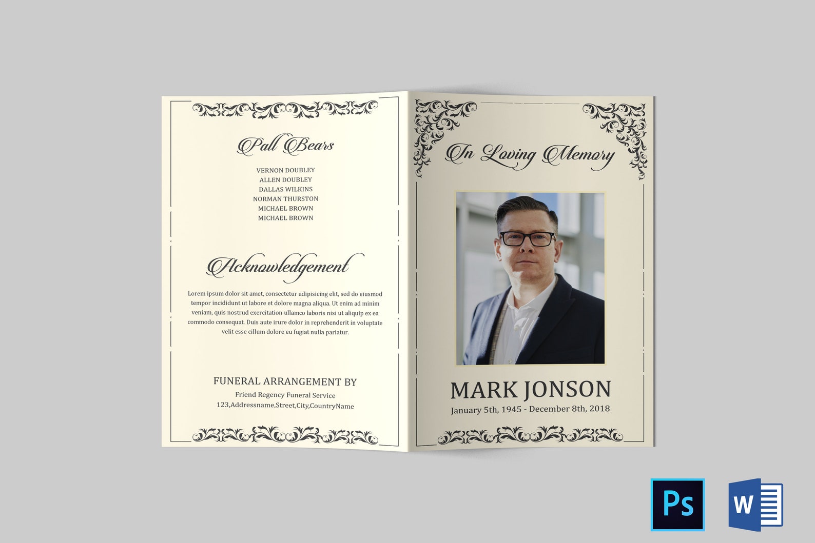 Funeral Program Template Funeral Program Template Word Etsy