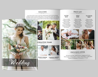 Modello di brochure sui prezzi della fotografia di matrimonio (PSD)
