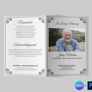 Funeral Program Template Funeral Program Template Word - Etsy