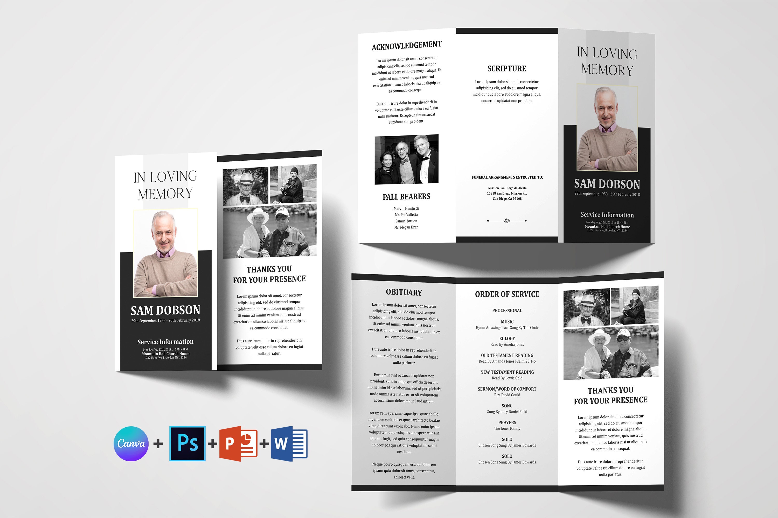Trifold Funeral Program Template Funeral Program Template Etsy Trifold Funeral Program Template Funeral Program Template Etsy