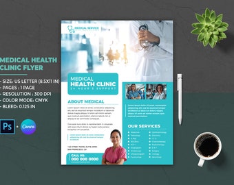 Medical Clinic Flyer Template: Photoshop & Canva (8.5x11 IN)