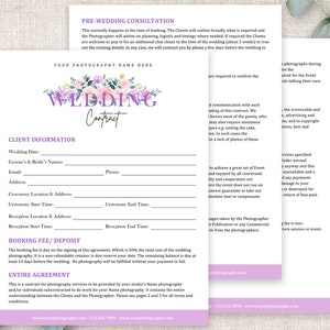 Wedding Photography Contract Template | Wedding Session Agreement | Wedding Contract Template | Wedding Photographer Contract | Canva