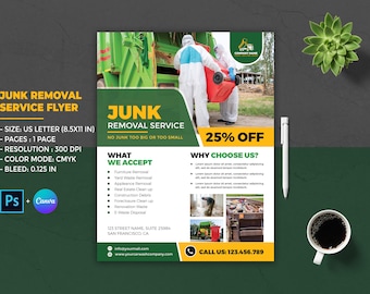 Sjabloon folder voor opruiming van rommel: schoonmaakservice (Photoshop, Canva)
