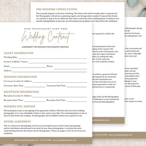 Wedding Photography Contract Template | Wedding Session Agreement | Wedding Contract Template | Wedding Photographer Contract | Canva