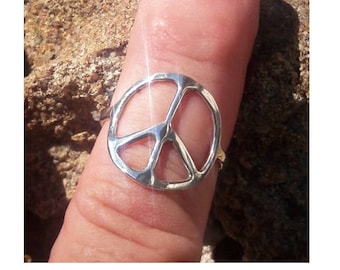 Sterling Silber Peace-Zeichen Ringe sind handgefertigt von Old Hippie Dave 925 Sterling Silber gemacht jede Größe tolles Weihnachtsgeschenk