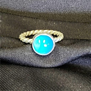 Mood ring Sterling Silver color changing with heavy twist band is handmade by Old Hippie Dave 925 silver with  11mm x 15mm WATER PROOF stone