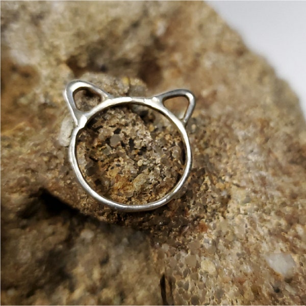 sterling silver cat ear ring handmade by Old Hippie Dave 925 sterling silver any size great Christmas gift kitten ring