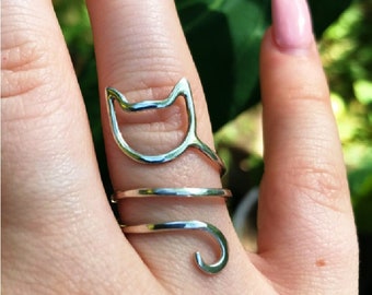 Katzen Ring verstellbar von Old Hippie Dave 925 Sterling Silber jede Größe super Weihnachtsgeschenk Kätzchen Ring