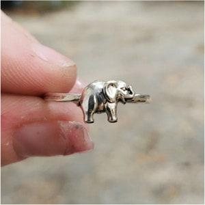 Sterling silver elephant petite stack or midi ring is handmade by Old Hippie Dave 925 sterling silver great christmas gift
