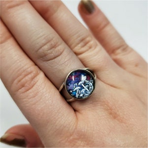 Silver 14mm mushroom glass ring is handmade by Old Hippie Dave 925 sterling silver and glass stone great christmas gift