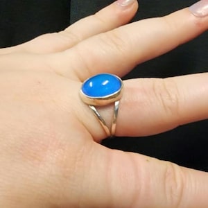 Mood ring Sterling Silver color changing medium size mood ring is handmade by Old Hippie Dave 925 silver with 11mmx15mm WATER PROOF stone
