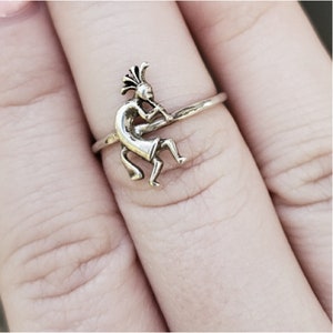 Sterling silver kokopelli petite stacking or midi ring is handmade by Old Hippie Dave 925 sterling silver great christmas gift