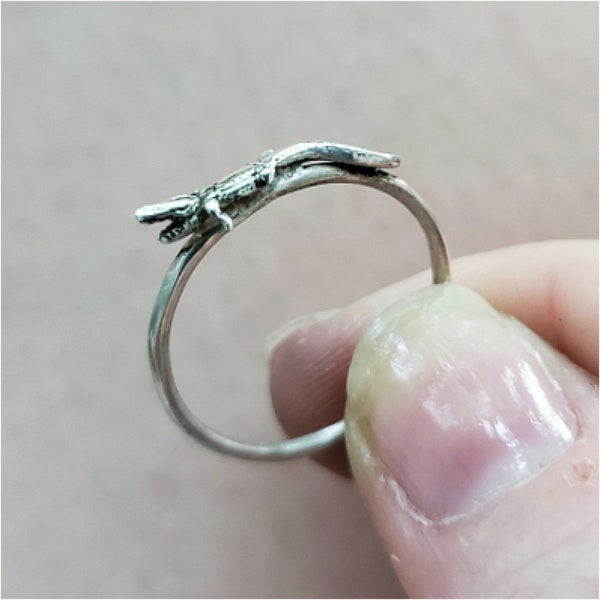 Sterling silver alligator / gator petite stack or midi ring is handmade by Old Hippie Dave 925 sterling silver great christmas gift