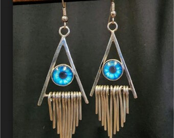 sterling silber und glasaugen ohrringe handmade by Old Hippie Dave 925 sterling silver