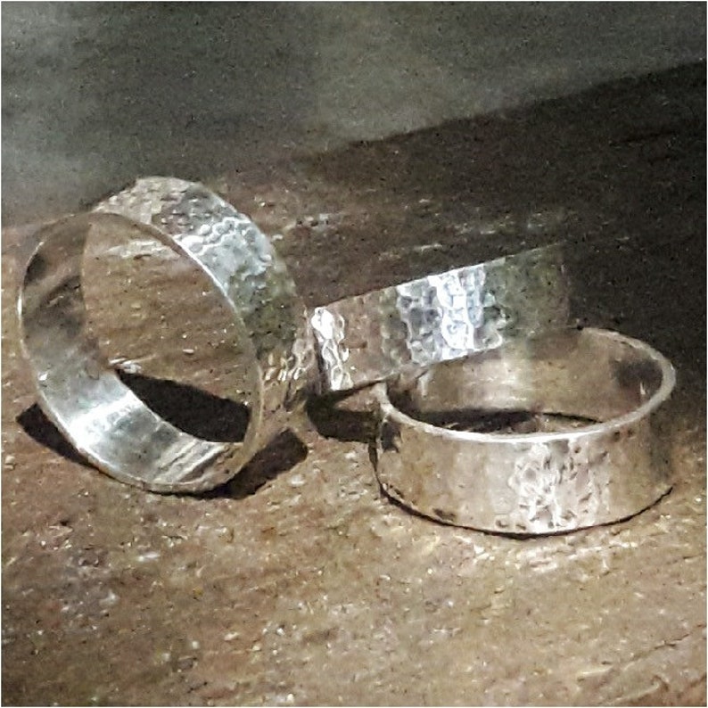 silver hammered band rings 6mm /& 4mm are handmade by Old Hippie Dave 925 sterling silver econo wedding bands custom made any size