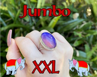 Sterling Silver mood ring extra large jumbo huge 18mmX25mm color changing is handmade by Old Hippie Dave great christmas gift