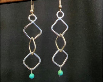 sterling silver and turquoise earrings handmade by Old Hippie Dave 925 sterling silver