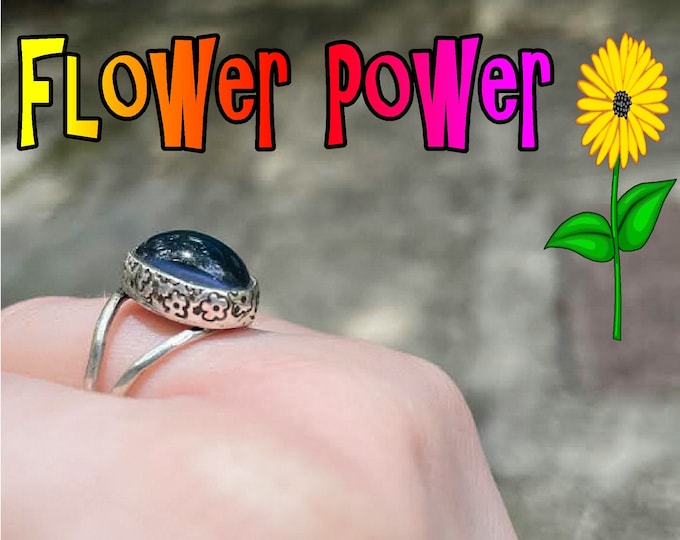 Sterling Silver flower mood ring color changing is handmade by Old Hippie Dave 925 sterling silver WATER PROOF great christmas gift