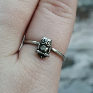 Sterling silver owl petite stack or midi ring is handmade by Old Hippie Dave 925 sterling silver great christmas gift