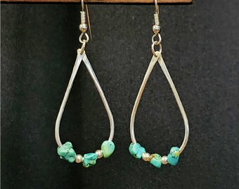 sterling silver and turquoise earrings handmade by Old Hippie Dave 925 sterling silver