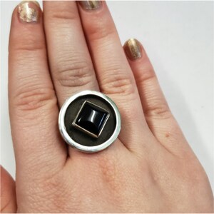 sterling silver and black agate ring is one of a kind and handmade by Old Hippie Dave 925 sterling silver great free shipping christmas gift