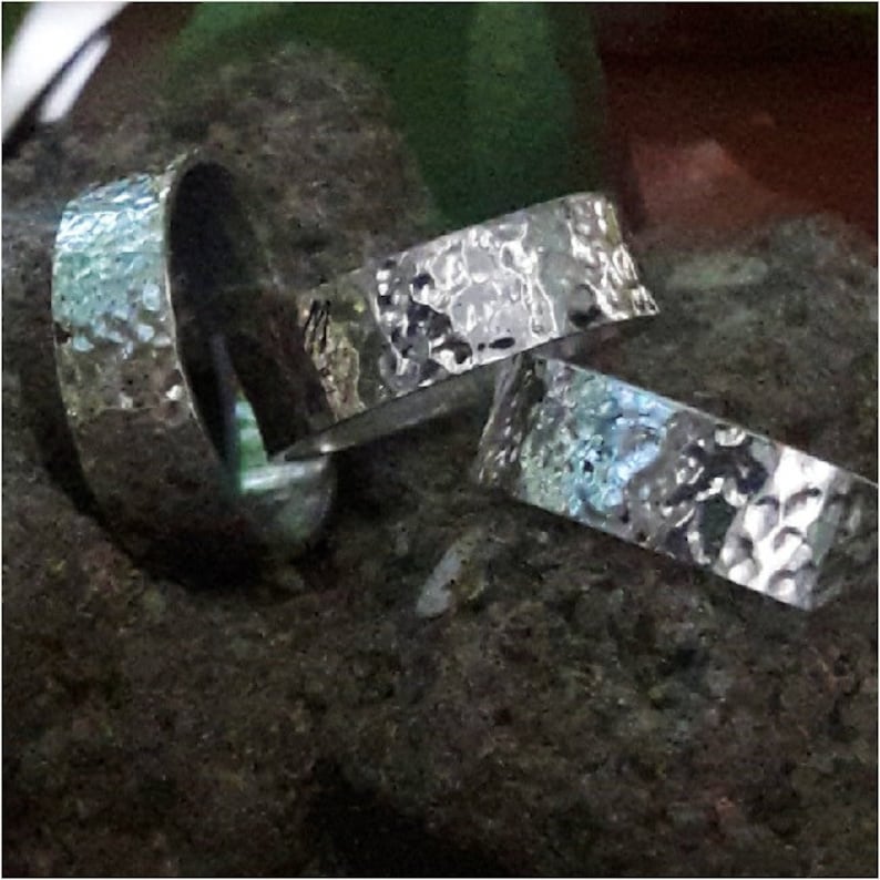 silver hammered band rings 6mm /& 4mm are handmade by Old Hippie Dave 925 sterling silver econo wedding bands custom made any size