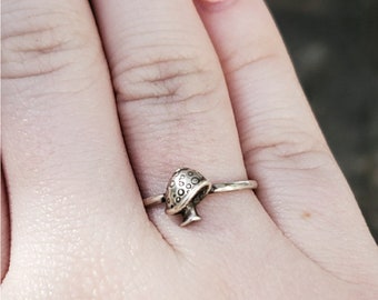 Sterling silver mushroom petite stack or midi ring is handmade by Old Hippie Dave 925 sterling silver great christmas gift